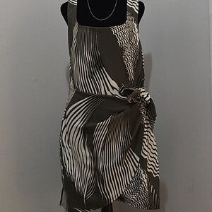 Express Asymmetrical Olive and White Dress